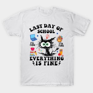 Last Day Of School-End Of School Year-I Survived Funny Cat T-Shirt